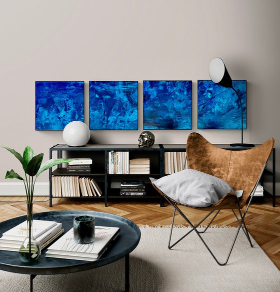 Blue abstract 259 set of 4