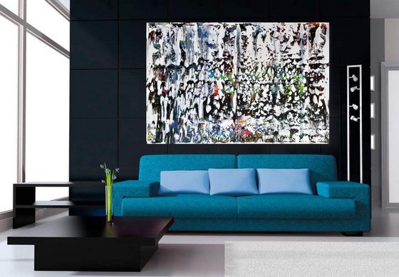 White Love - XL LARGE,  ABSTRACT ART – EXPRESSIONS OF ENERGY AND LIGHT. READY TO HANG!