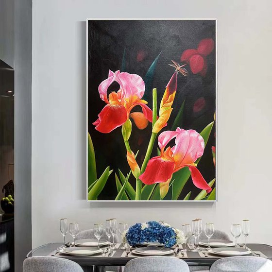 Realism oil painting:flowers t209