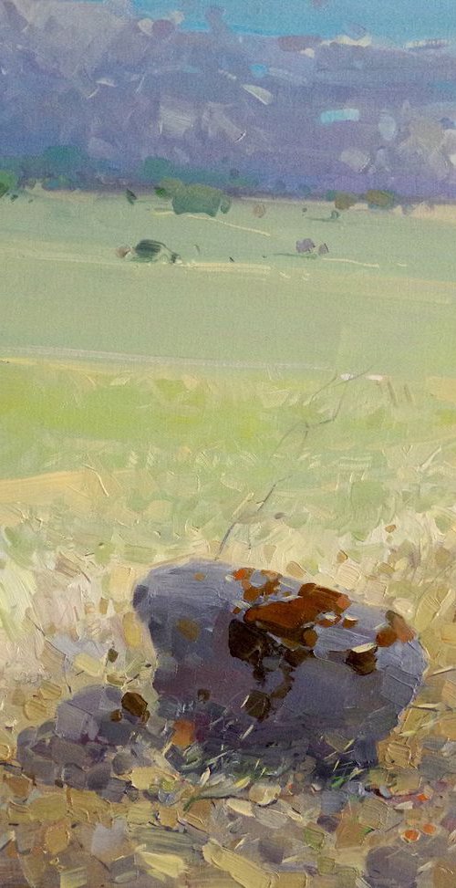 Meadow, Landscape oil painting, One of a kind, Signed, Handmade Artwork by Vahe Yeremyan