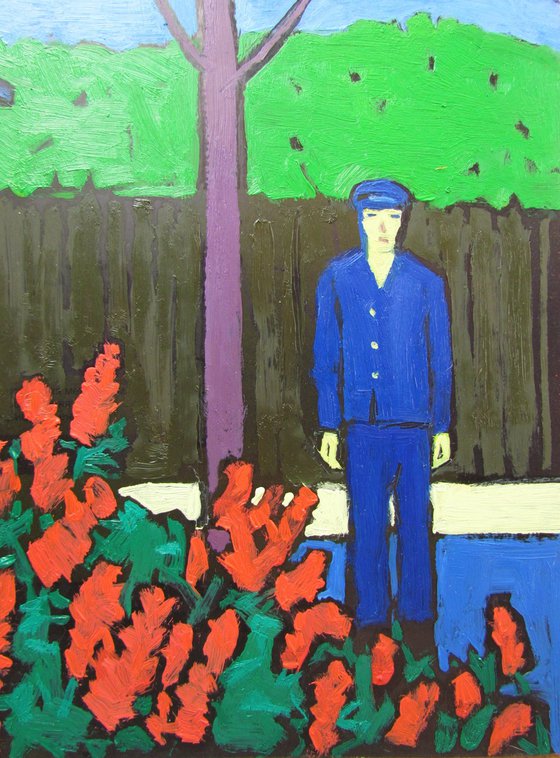Man in red flowers