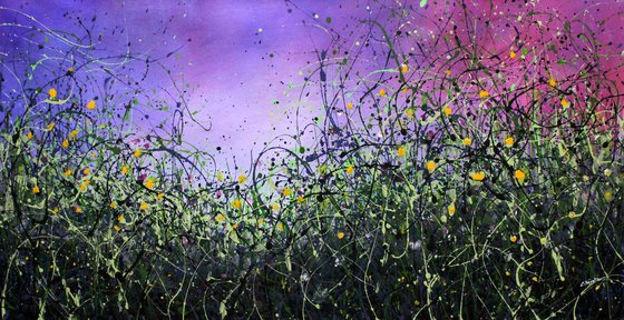 Star Rise #3 - Large 122 x 64 cm - Original abstract floral painting