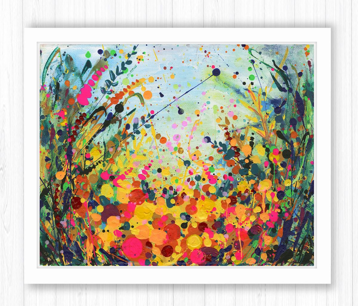 colorful abstract flowers painting original multicolor vivid floral art  modern home decor