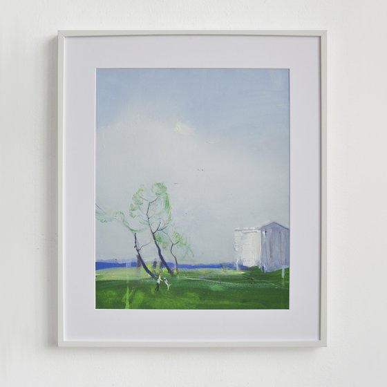 Walking with dog. Peyzazhka