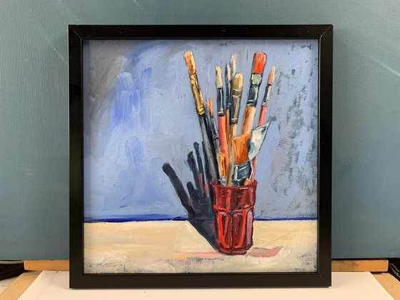 Still life. Artist paint brushes.