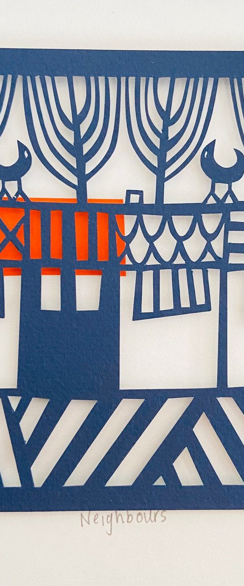 Neighbours Paper Cut by Caroline  Rees