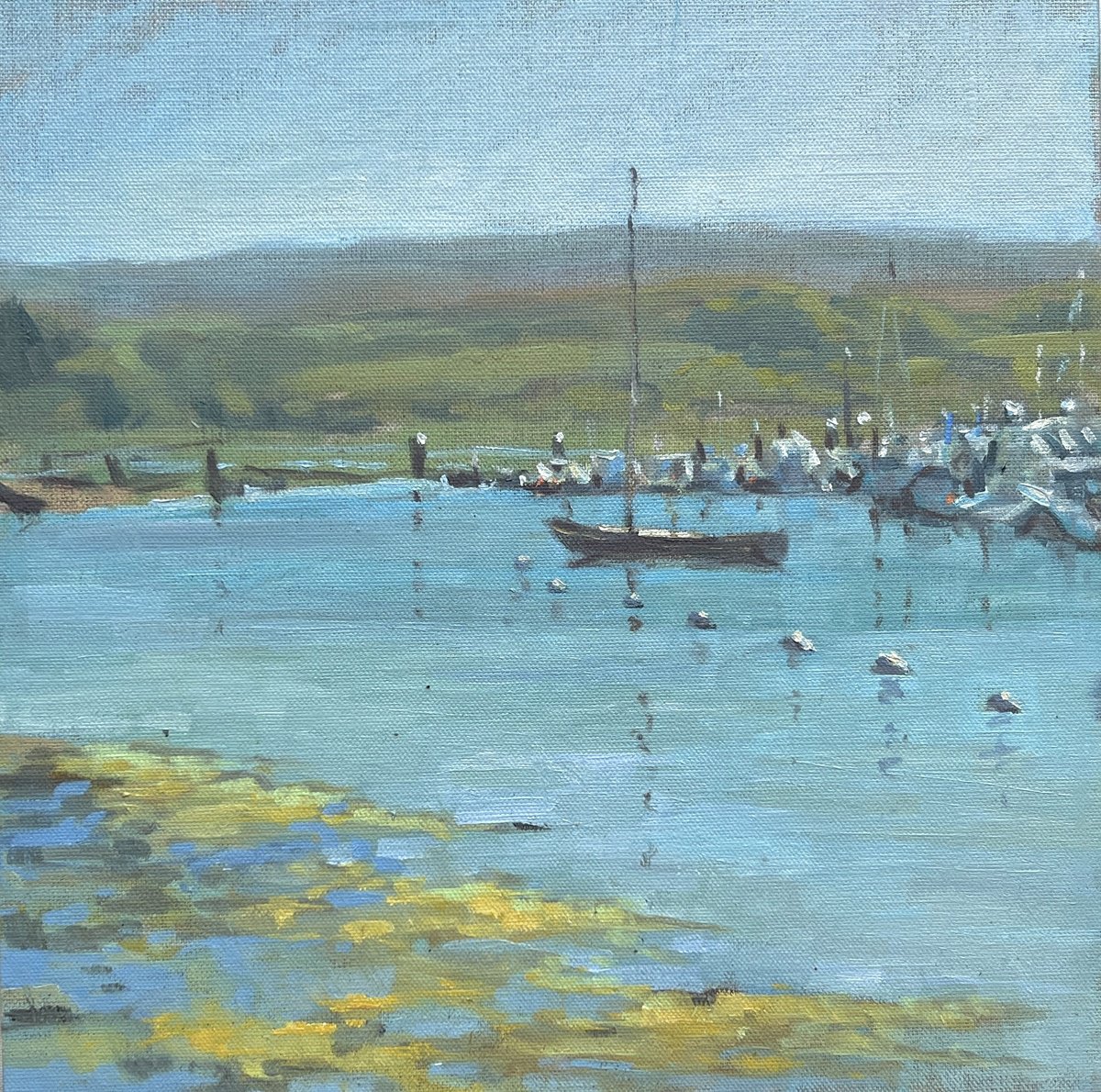 Impressionistic Landscape Oil Painting By Louise Gillard, 12 X 12", Yarmouth On The Isle Of Wight, Original Artwork