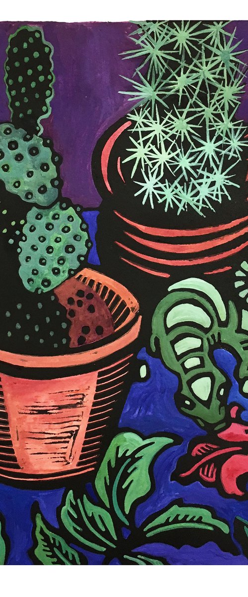 Cactus with Gecko by Laurel Macdonald