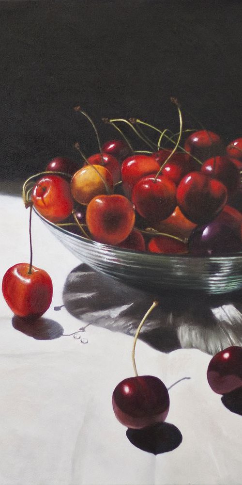 Cherries and Glass Bowl by Andrew McNeile Jones