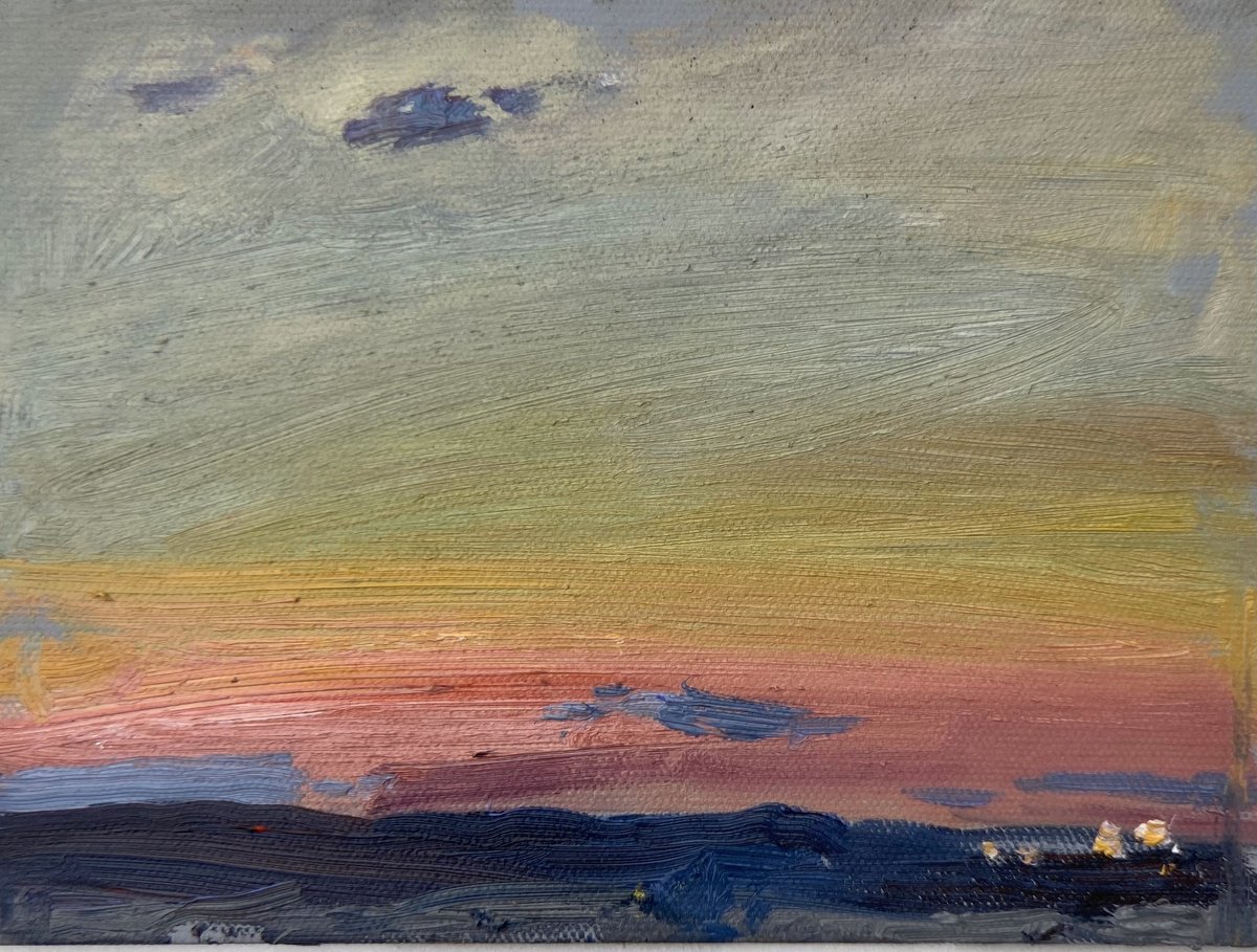 Impressionistic Landscape Oil Painting By Nataliia Nosyk, 8 X 6", Sunset Etude #9, Original Artwork