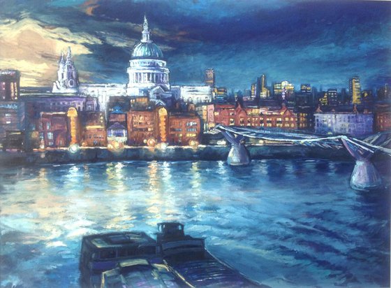 St Pauls Cathedral and Millennium Bridge, London Cityscape