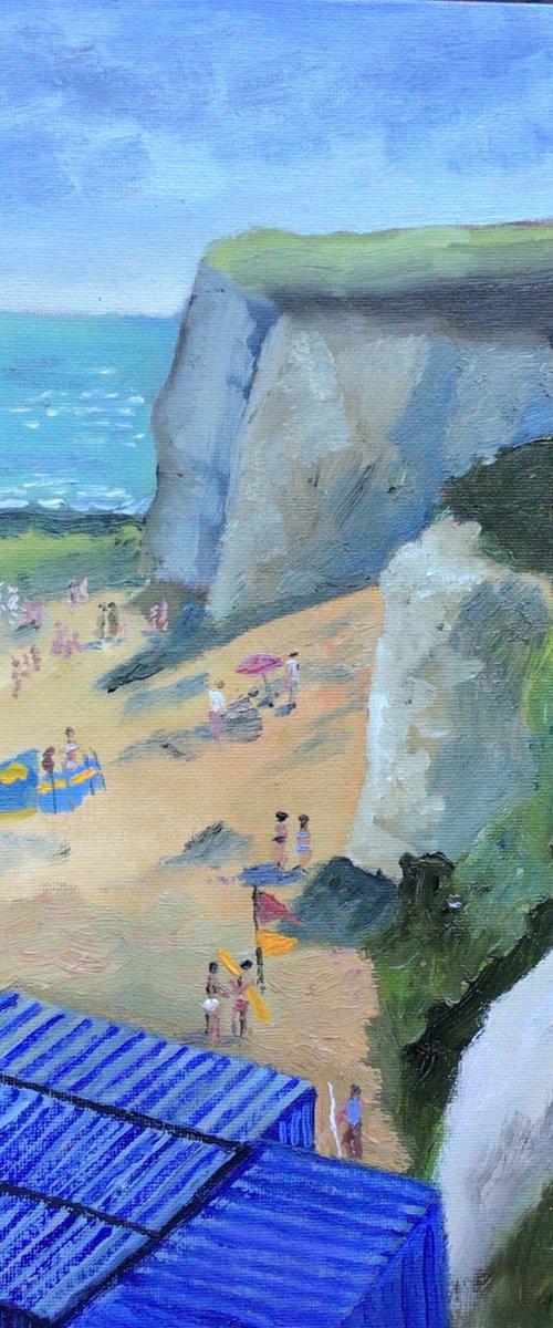 Joss Bay Surf School, oil painting by Julian Lovegrove Art