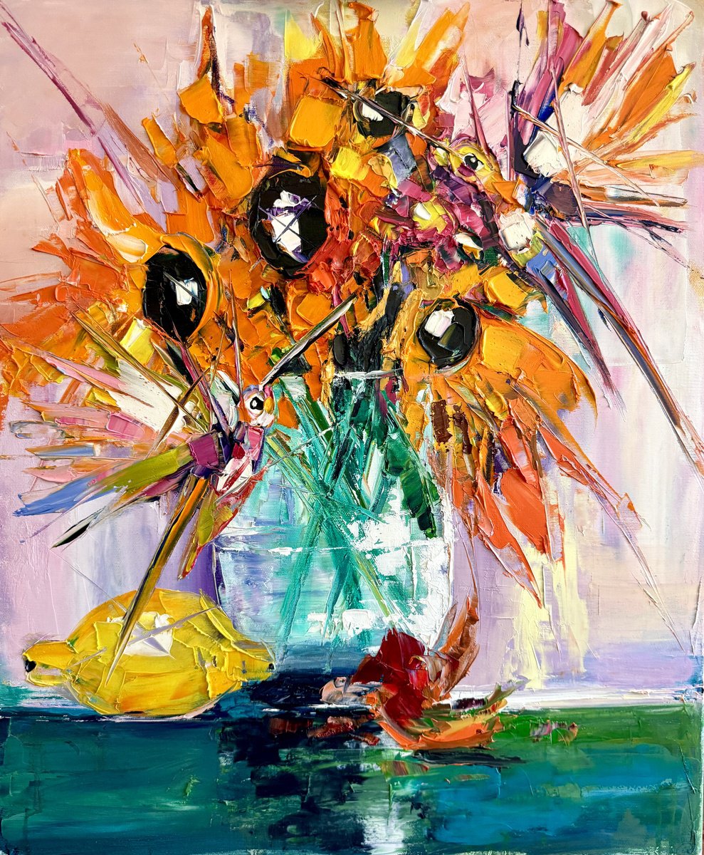 Expressive Oil Painting , Bouquet Of Happiness By Lina Redford, 20 X 24, Artwork For Sale On Artfinder