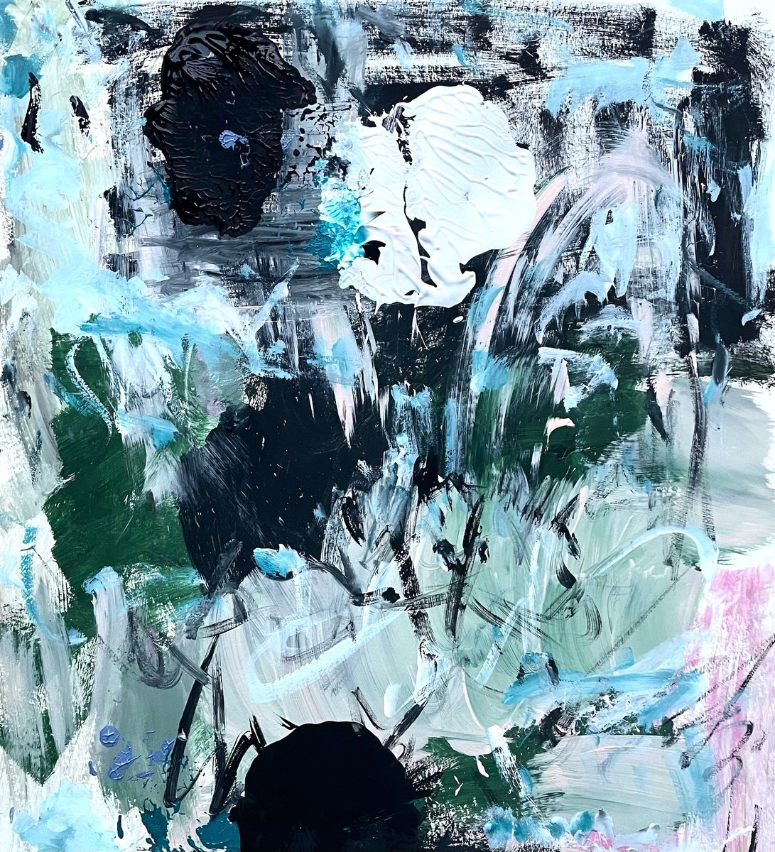 Organic Abstract Acrylic Painting By Christel Haag, 17 X 18, In A Couple Of Years, Original Artwork