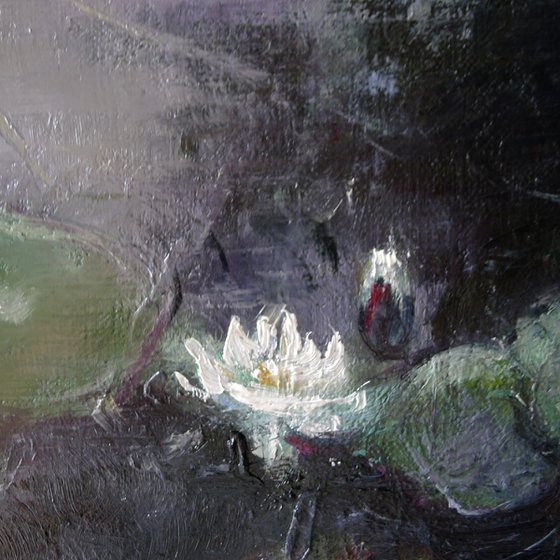Whisper of white water lilies.