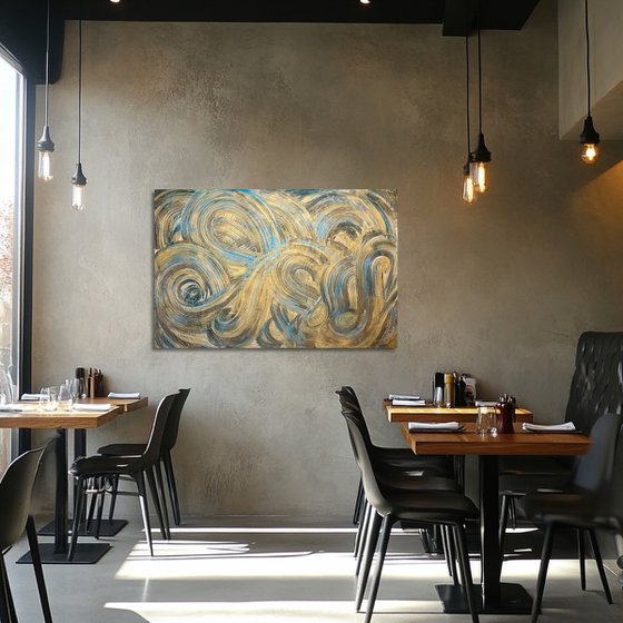 Golden waves 80x120x2 cm