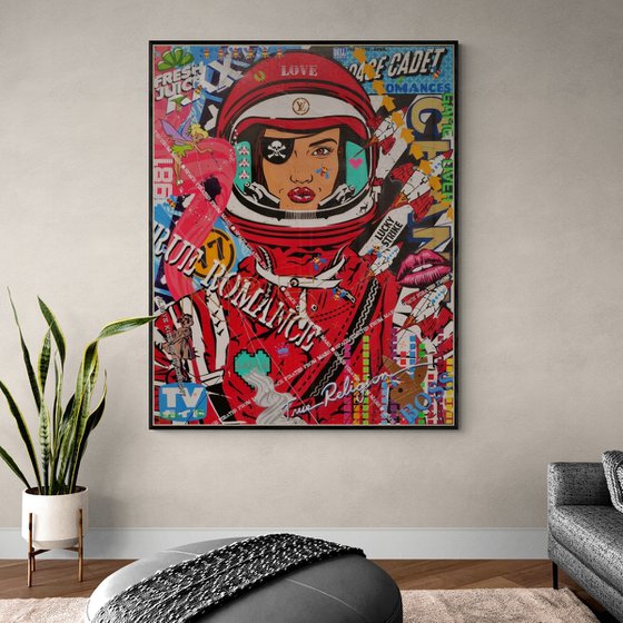 The Red Cadet 120cm x 150cm Textured Urban Pop Art