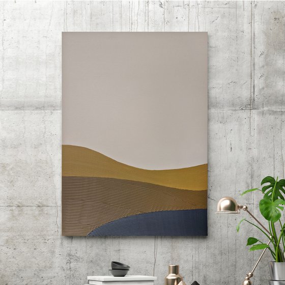 "Hills 2" Textured abstract brown navy art