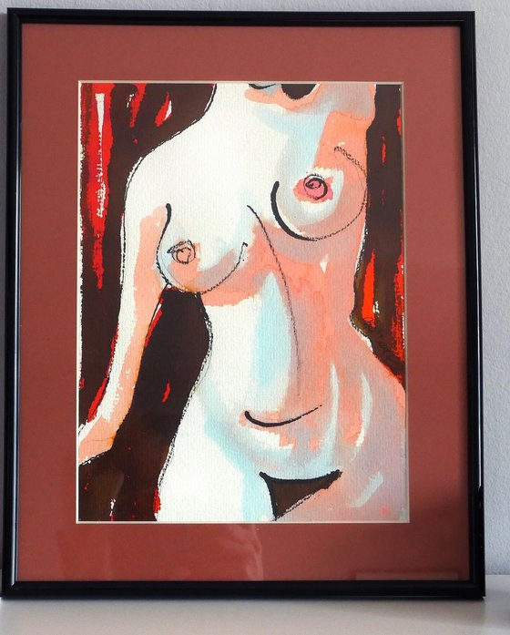 Female Nude Study - Framed painting