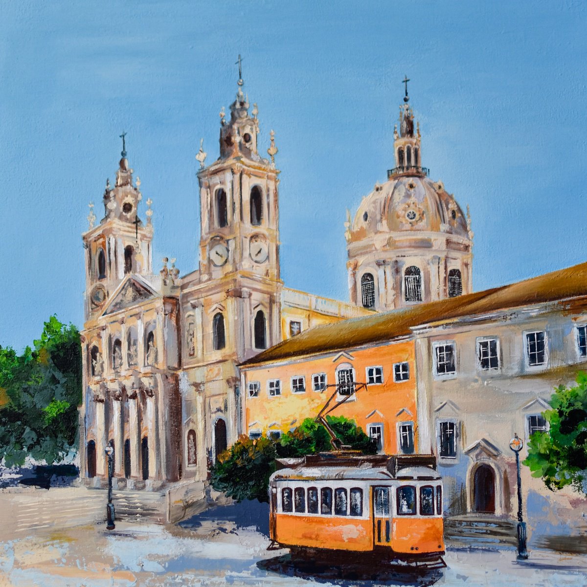 Basilica and Lisbon tram by Elina Zelena