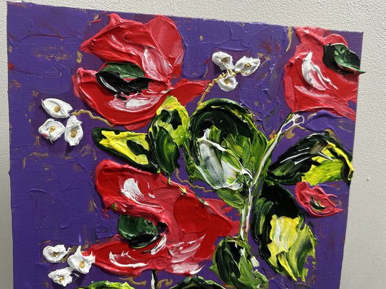 Acrylic Red poppies