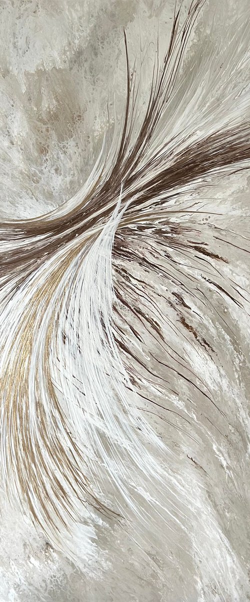 Golden Wind — Warm Beige and Bronze Abstract by Turik&Art