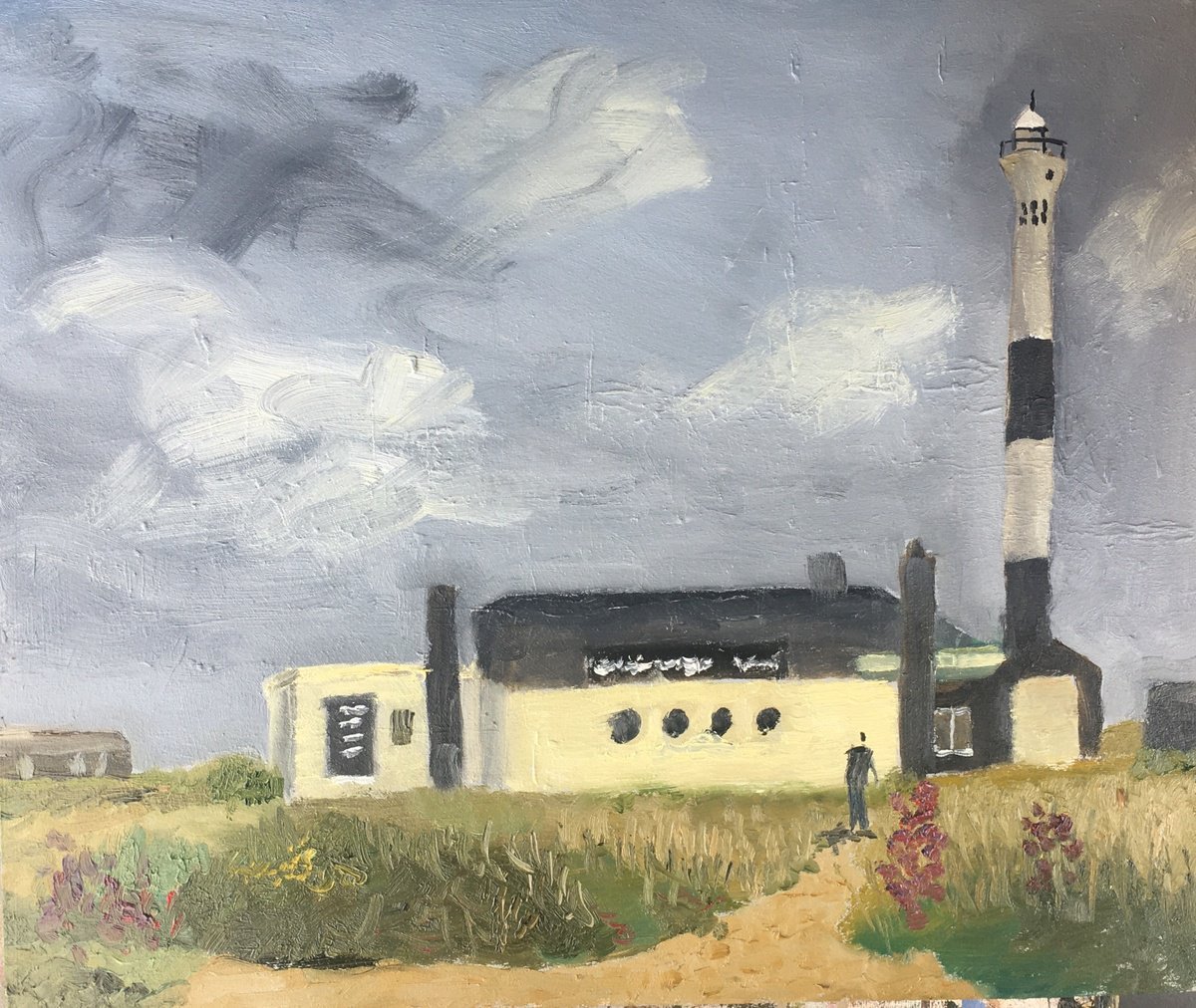 Impressionistic Landscape Oil Painting By Julian Lovegrove Art, 12 X 10", Britannia Inn Dungeness, Original Artwork
