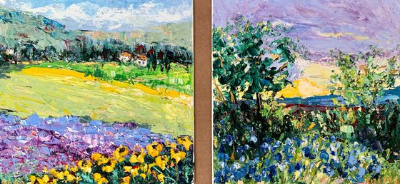 Lavender and sunflowers field