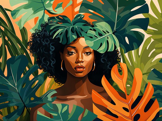 Woman in Monstera