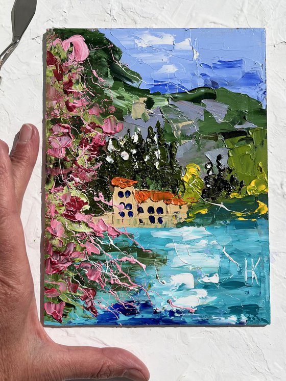 Lake Como. Bellagio. original oil impasto painting