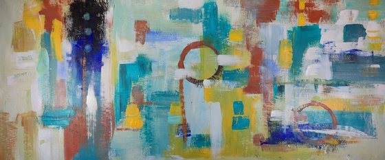 large paintings for living room/extra large painting/abstract Wall Art/original painting/painting on canvas 120x50-title-c757