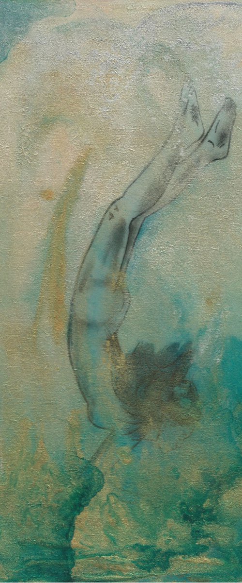 Double Edge Sword, underwater Swimmer painting by Dianne Bowell