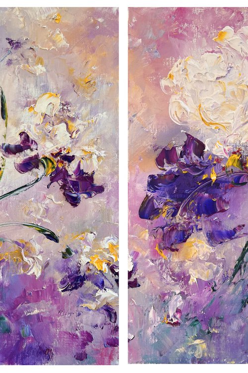 SET VERY PERI IRISES - 2 Set Purple Iris. 2 Set Blue iris. 2 Set Wall Art. by Marina Skromova