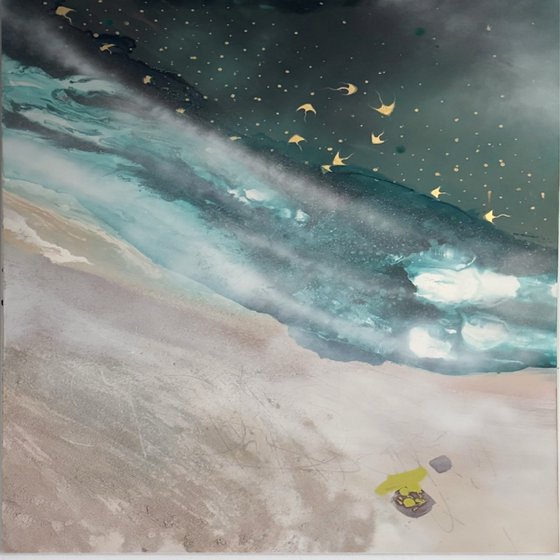 Serene shoreline sand blush  n green