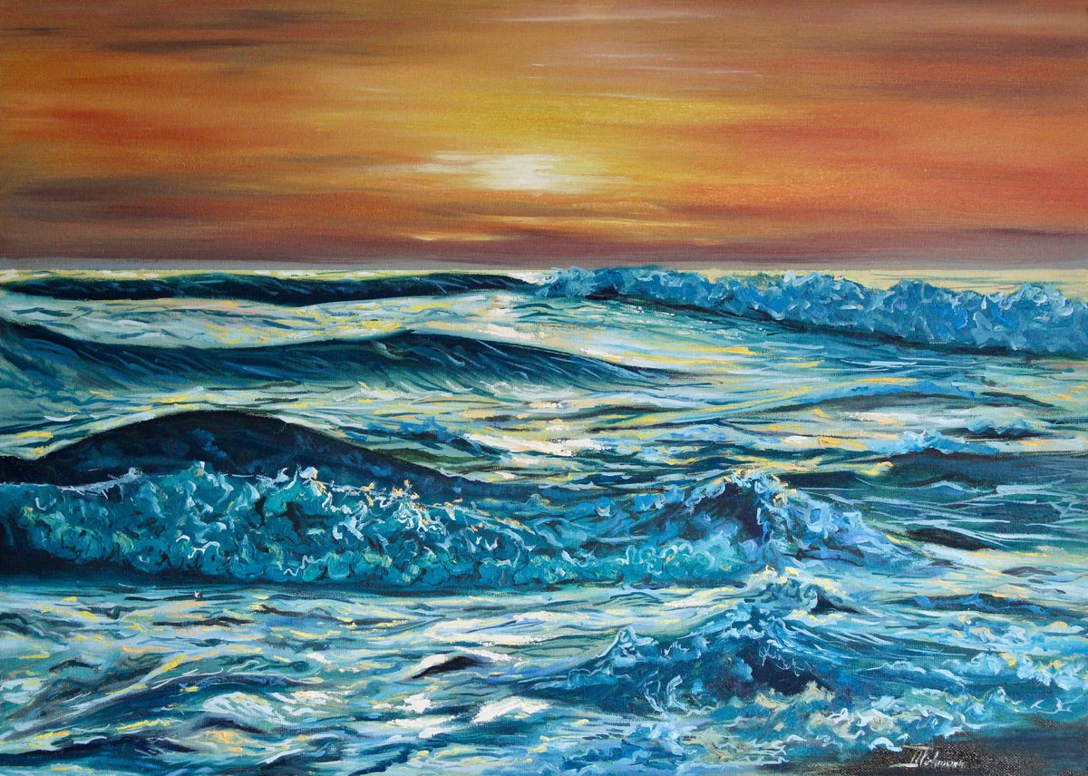 Impressionistic Landscape Oil Painting By Liza Illichmann, 28 X 20", Luminous, Original Artwork