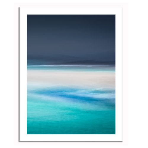 Moody Blue Morning - teal and blue abstract seascape by Lynne Douglas