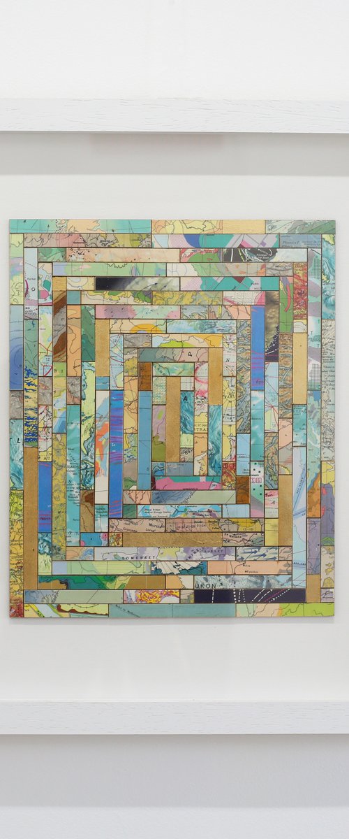 World Map Mosaic with Gold Leaf 1 by Amelia Coward