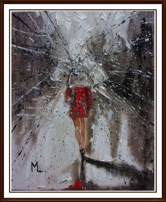 " NEW CITY, NEW LIFE... " original painting CITY palette knife VALENTINE'S DAY