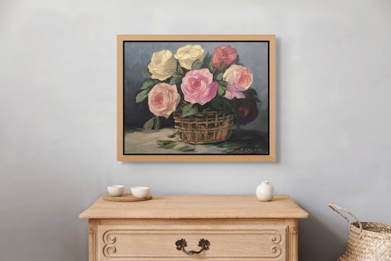 Basket of Tender Roses