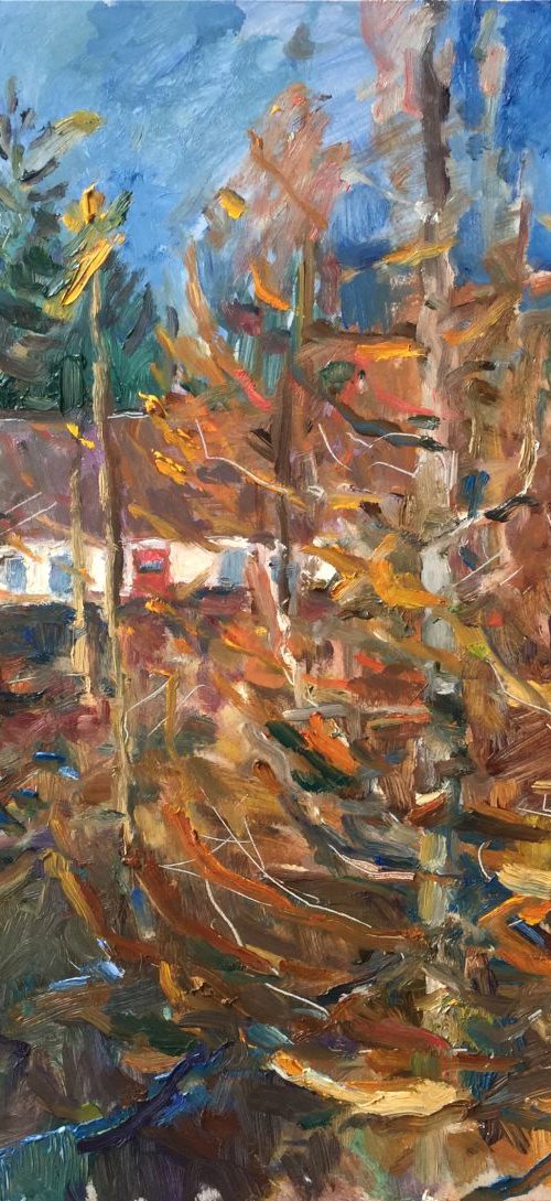 Red Irish Larches Ready to get Green by Lana Verdi