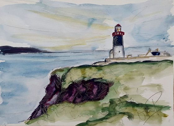 Evening light of the Rathlin Island Lighthouse, Ireland Study