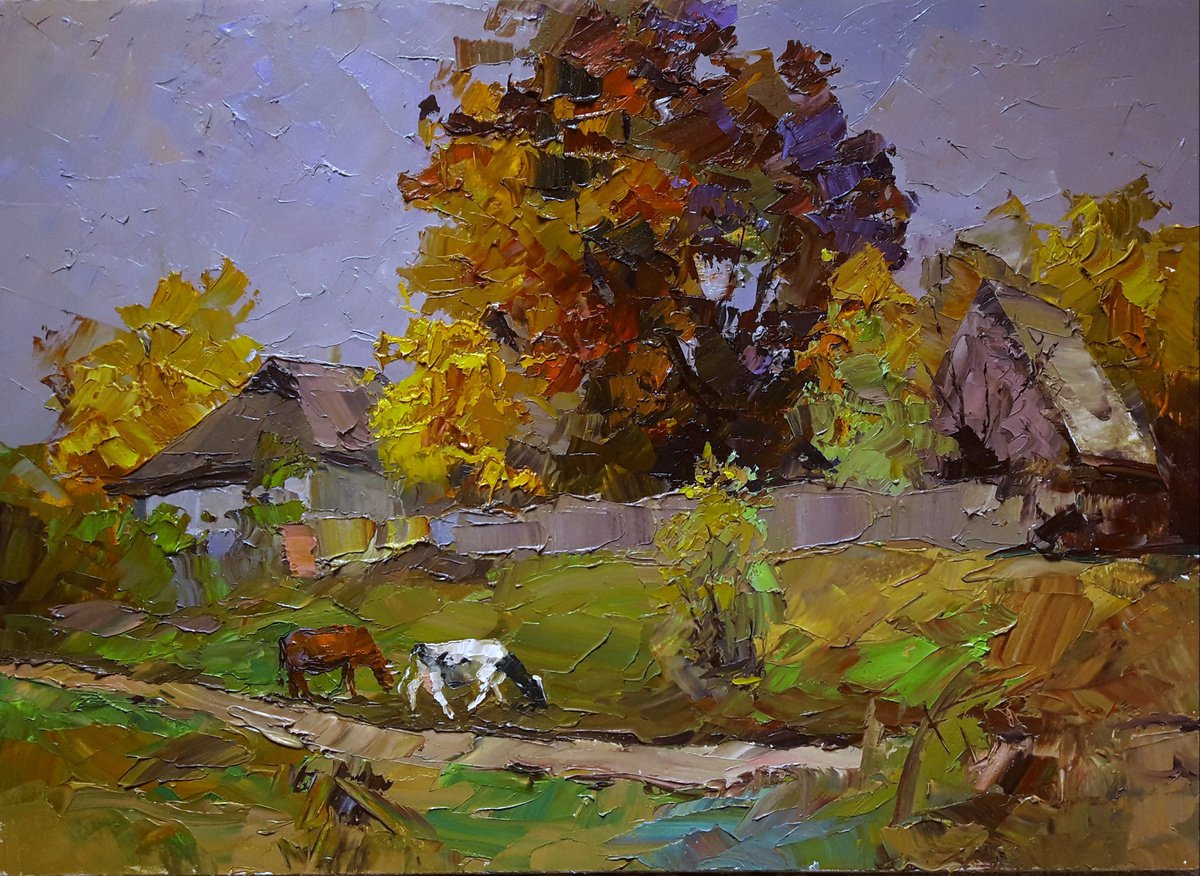 Oil painting Rural landscape nSerb421 by Boris Serdyuk