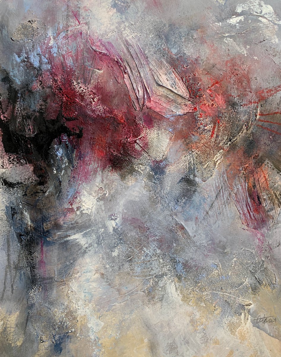 Organic Abstract Painting By Katja Wittmer, 20 X 24", Impromptu V, Original Artwork