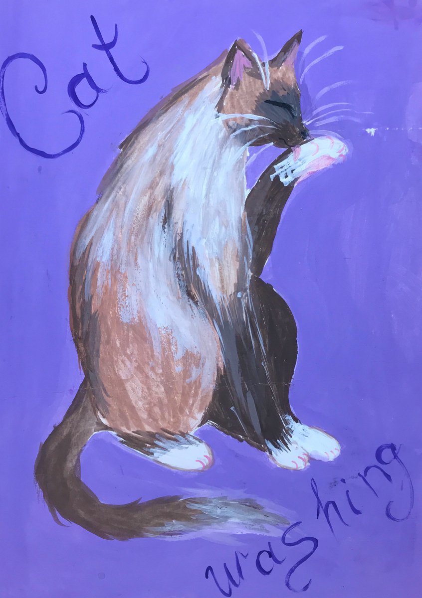 Animal Painting By Anastasia Terskih, 8 X 12, Cat, Original Artwork