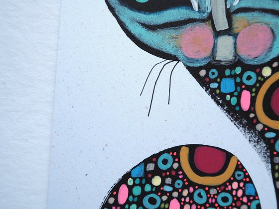 Squiggle Cat #5 whimsical geometric