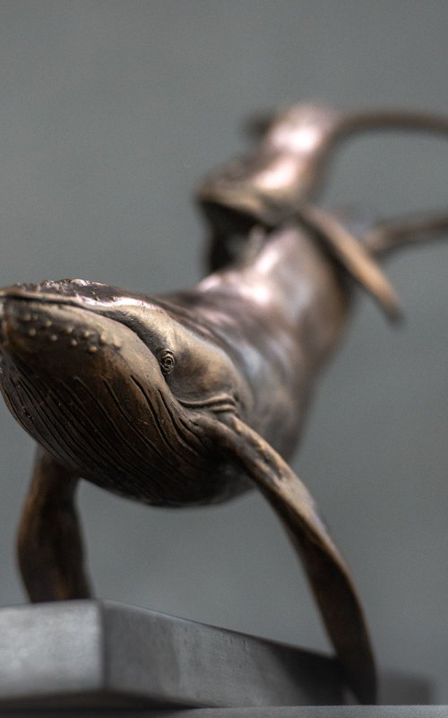 Whale and Calf Bronze Resin by Tanya Russell