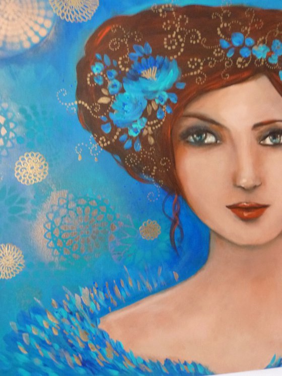 Reserved for Stacy The blue muse 60 x 81 cm