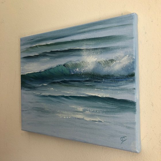 Deliverance, ocean wave oil painting by Eva Volf