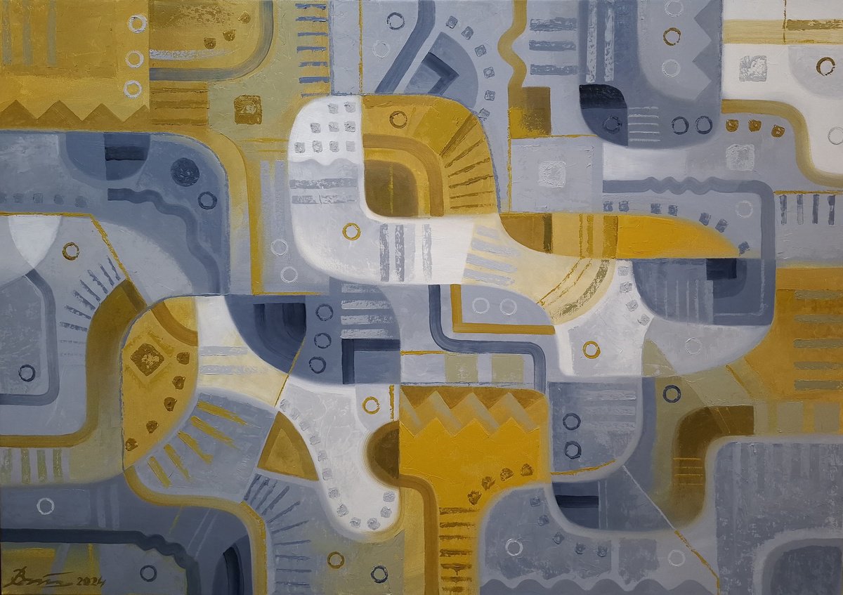 Abstract Oil Painting By Serhii Voichenko, 34 X 24", End Of November, Original Artwork