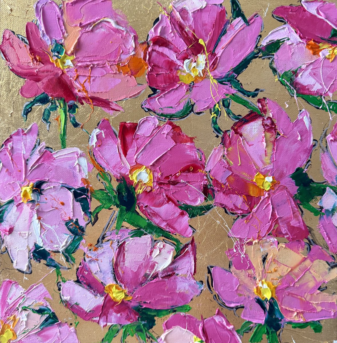 Expressive Oil Painting , Wild Peonies By Lina Redford, 12 X 12, Artwork For Sale On Artfinder